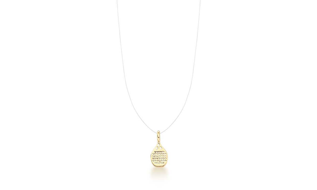 Colar Raquete Fio de Nylon Banho de Ouro 18k.