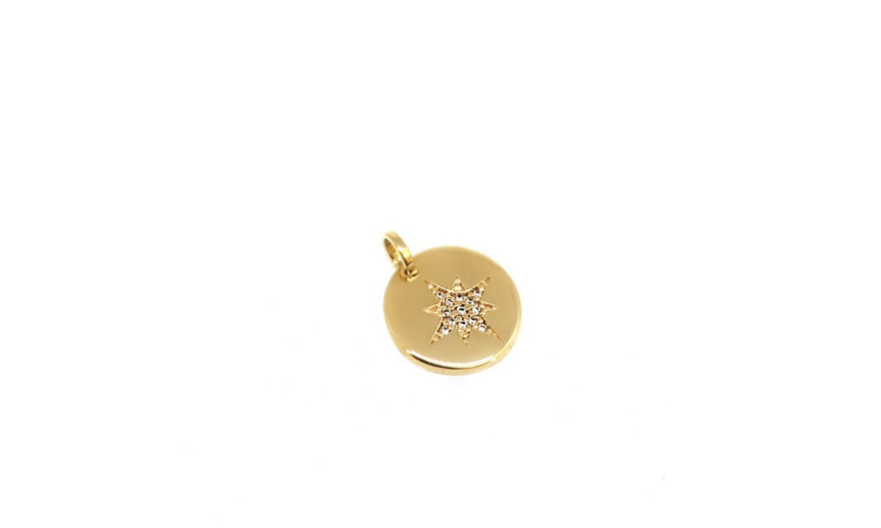 Pingente Estrela Cravejada Banho de Ouro 18k