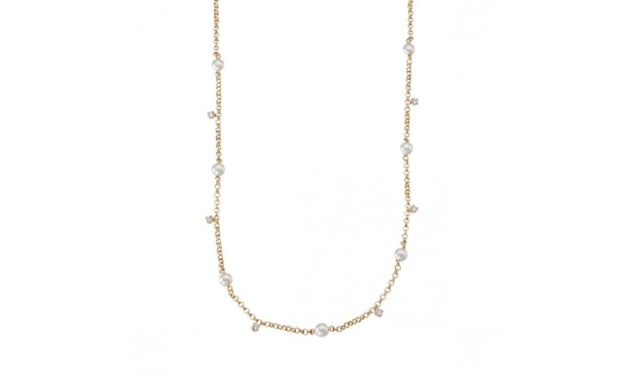 Colar Pérola Shell + Pontos de Luz Banho de Ouro18k.