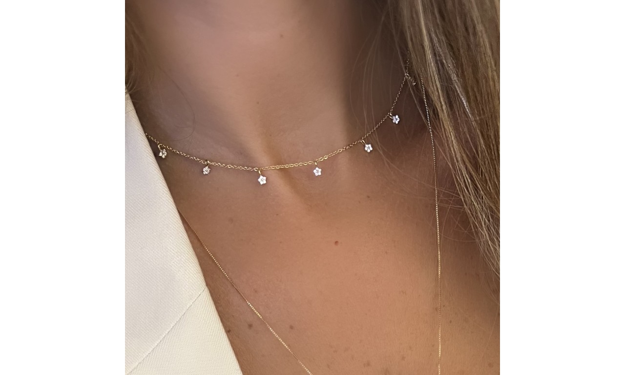 Colar Pontinhos de Luz Banho de Ouro 18k.