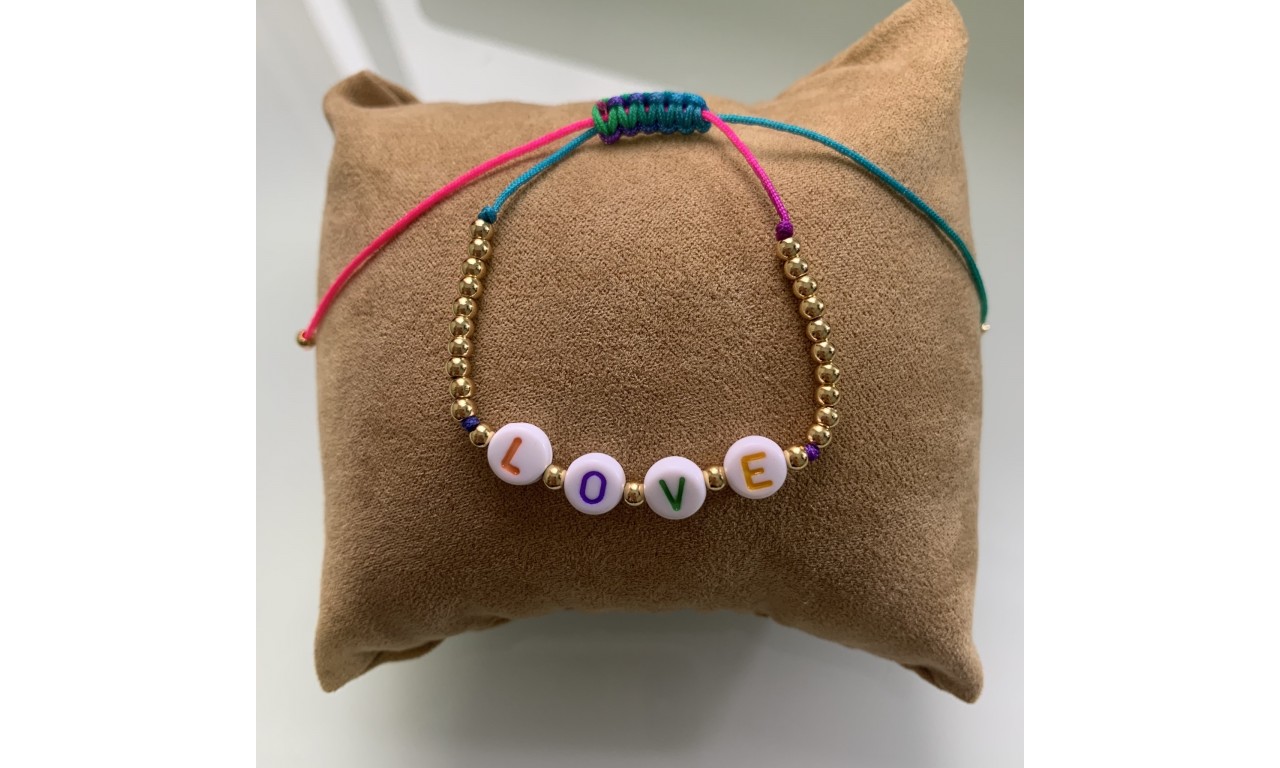 Pulseira Love Tecido Colors.