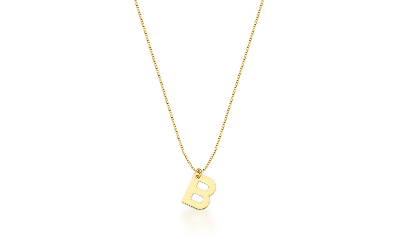 Colar Inicial Venezina Banho de Ouro 18k.