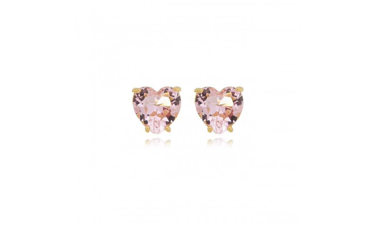 Brinco Coracao Light Pink Banho de Ouro 18k