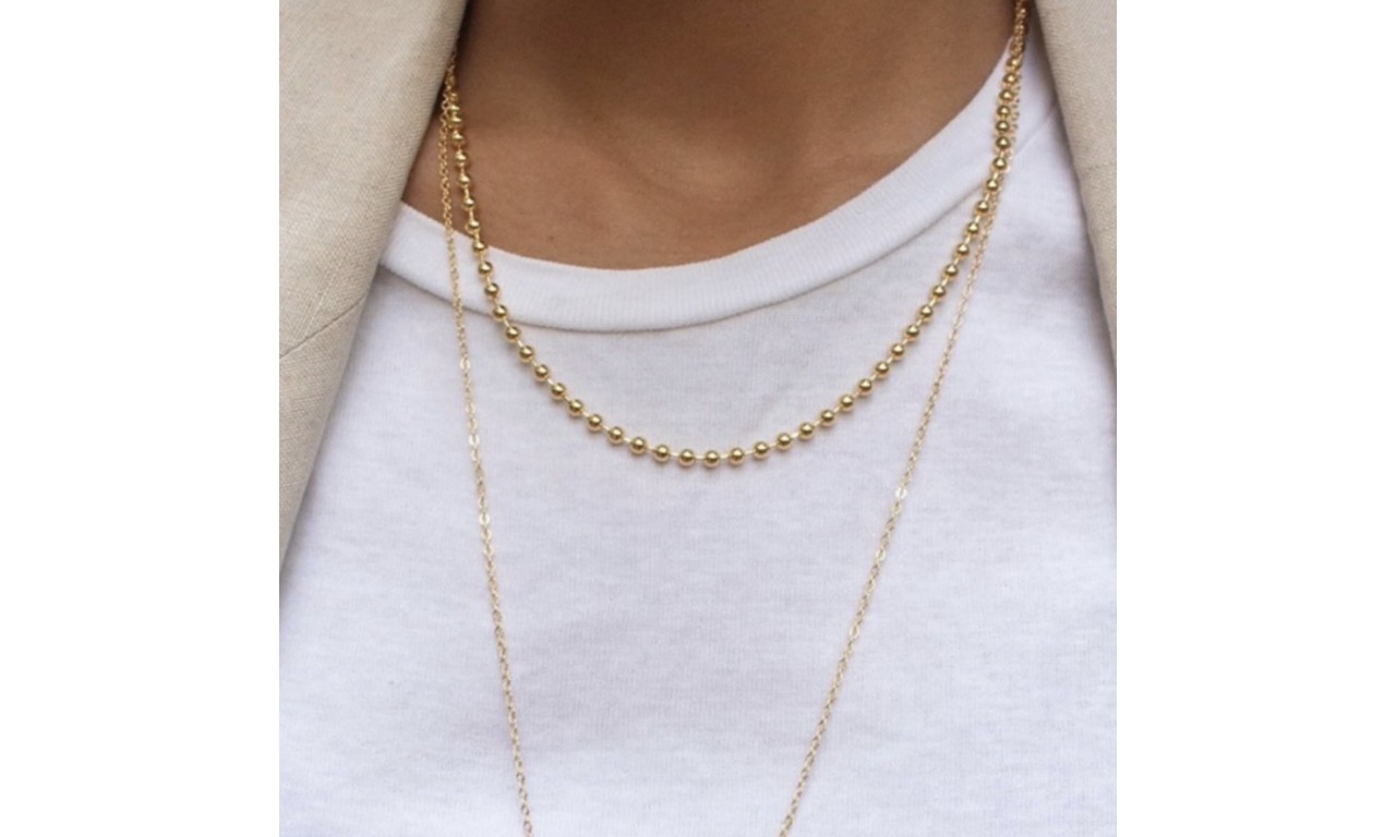Colar Bolinhas 3mm Banho de Ouro 18k.