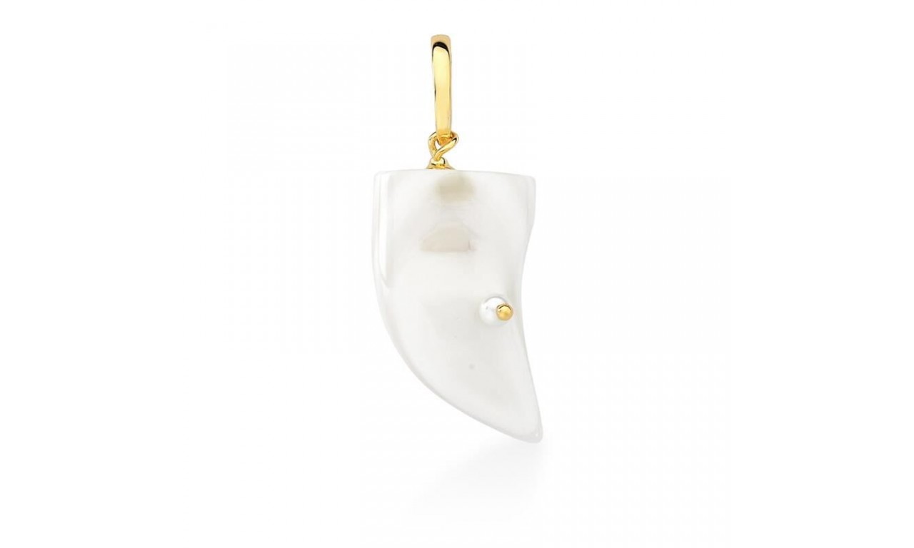 Pingente Dente Madrepérola Natural Banho de Ouro 18k.