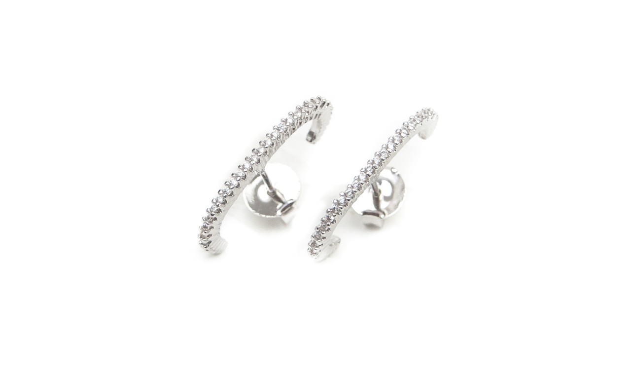 Brinco Ear Hook Ródio Branco.